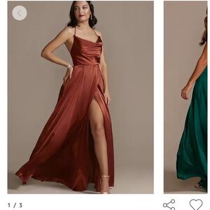 Charmeuse Cowl Dress with Lace Up Back